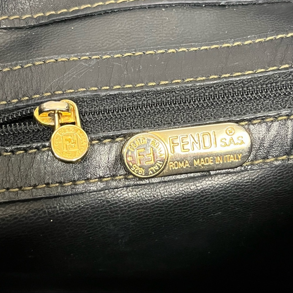 ❤️SOLD❤️ Vintage Fendi Pequin Shoulder Bag Black and Brown Striped Fabulous - Picture 13 of 13